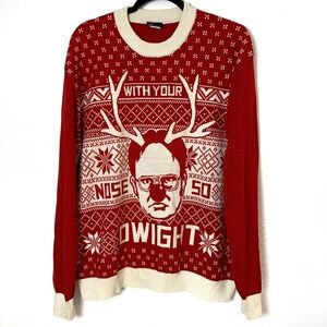The Office Dwight Schrute Ugly Christmas Sweater 2X With Your Nose So Dwight